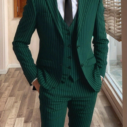 Stirling | Suit Burgundy Pinstripe Three-Piece Tailored Fit for Men