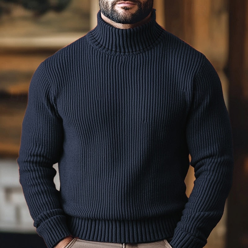 Cedric | Ribbed Sweater Burgundy Turtleneck for Men