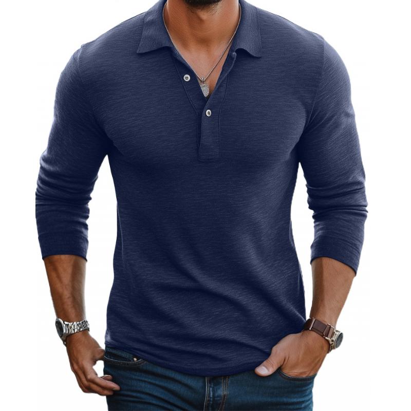 Edward | Polo Shirt Chocolate Brown Knit Long Sleeve for Men