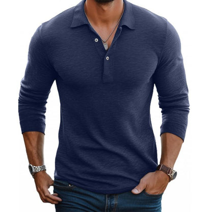 Edward | Polo Shirt Chocolate Brown Knit Long Sleeve for Men