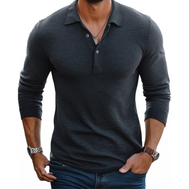Edward | Polo Shirt Chocolate Brown Knit Long Sleeve for Men