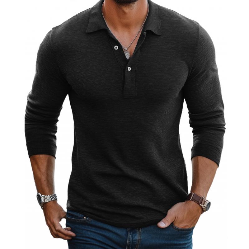 Edward | Polo Shirt Chocolate Brown Knit Long Sleeve for Men