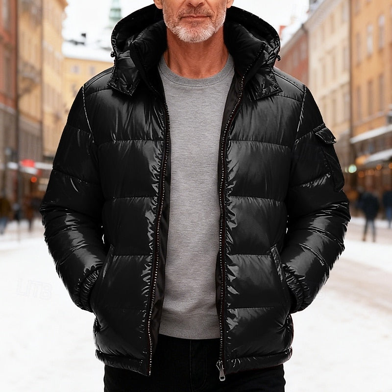 Ellis | Puffer Jacket Red Quilted Nylon Hooded for Men