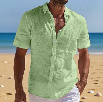 Henry | Shirt Light Blue Linen Relaxed Fit Short Sleeve for Men