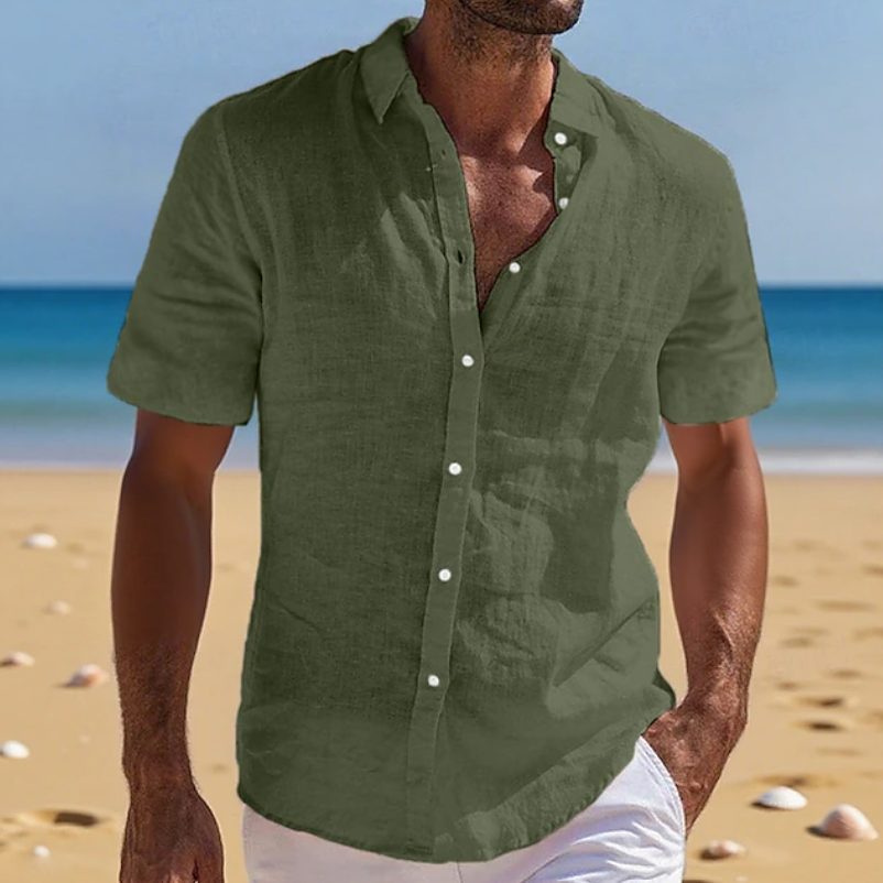 Henry | Shirt Light Blue Linen Relaxed Fit Short Sleeve for Men
