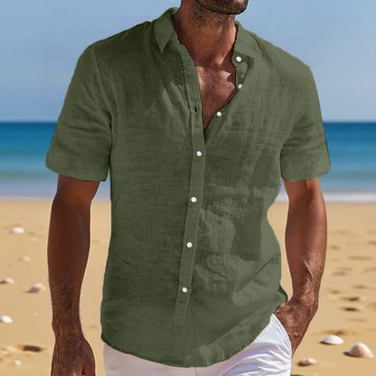Henry | Shirt Light Blue Linen Relaxed Fit Short Sleeve for Men