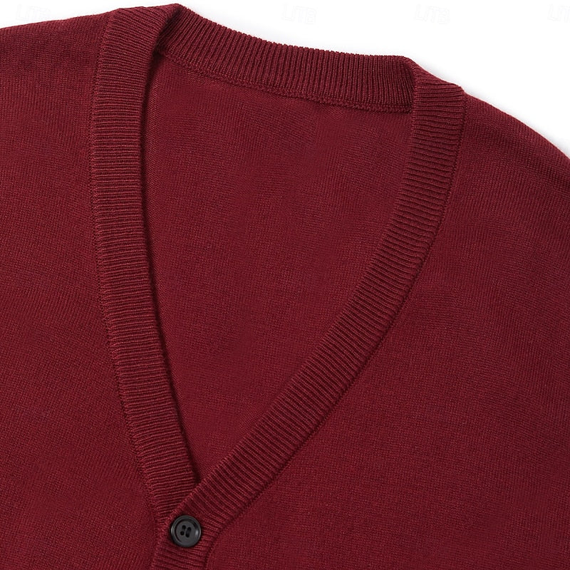 Alistair | Sweater Vest Burgundy Knit Buttoned V-Neck for Men
