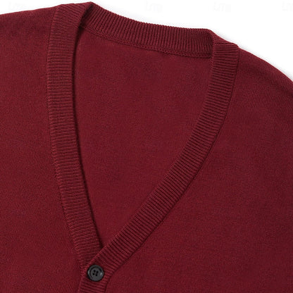 Alistair | Sweater Vest Burgundy Knit Buttoned V-Neck for Men