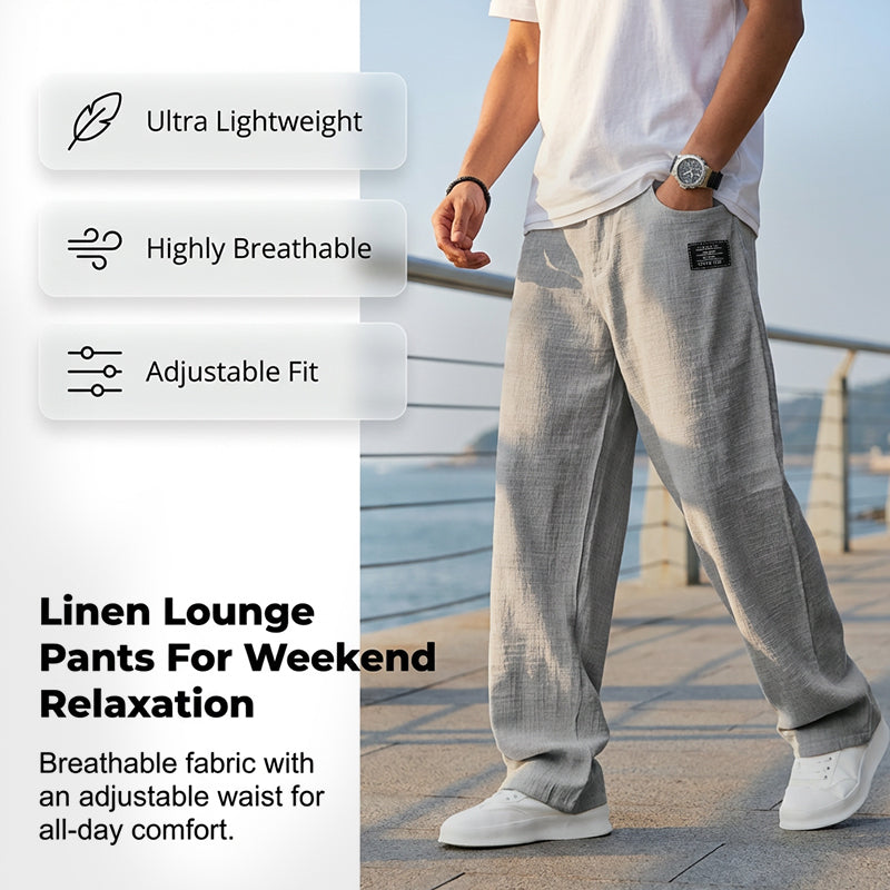 Winston | Trousers Light Grey Textured Straight-Leg for Men