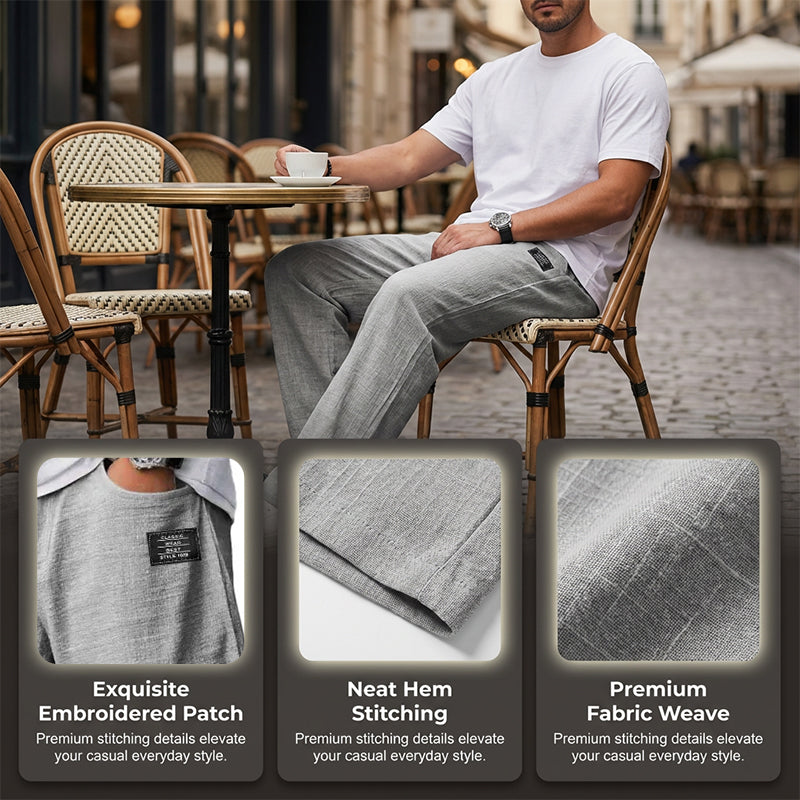 Winston | Trousers Light Grey Textured Straight-Leg for Men