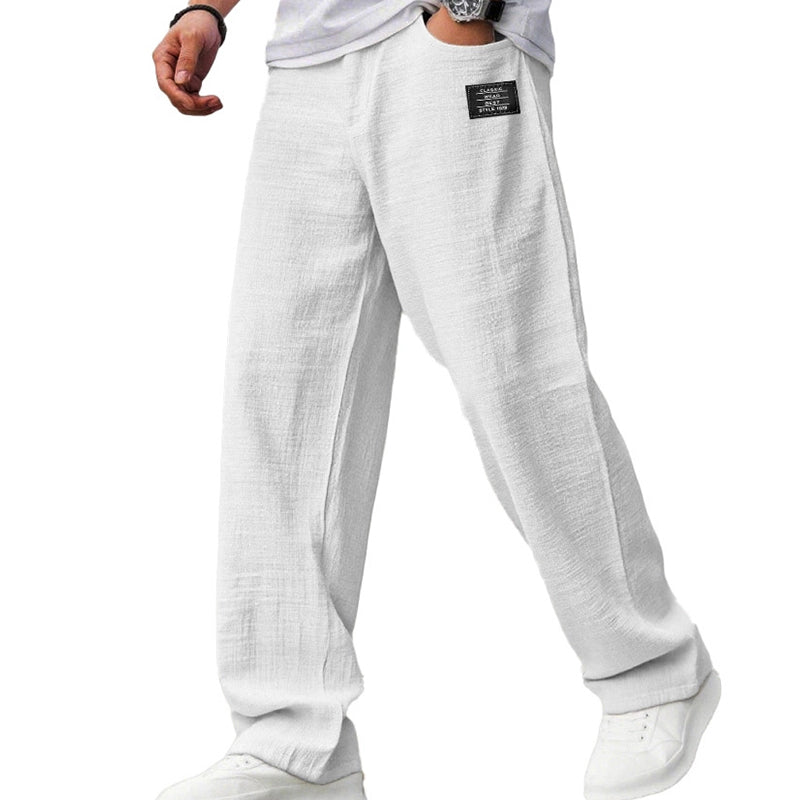 Winston | Trousers Light Grey Textured Straight-Leg for Men