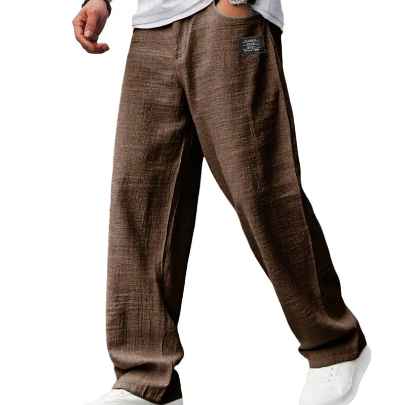 Winston | Trousers Light Grey Textured Straight-Leg for Men