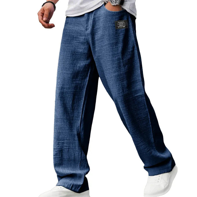 Winston | Trousers Light Grey Textured Straight-Leg for Men