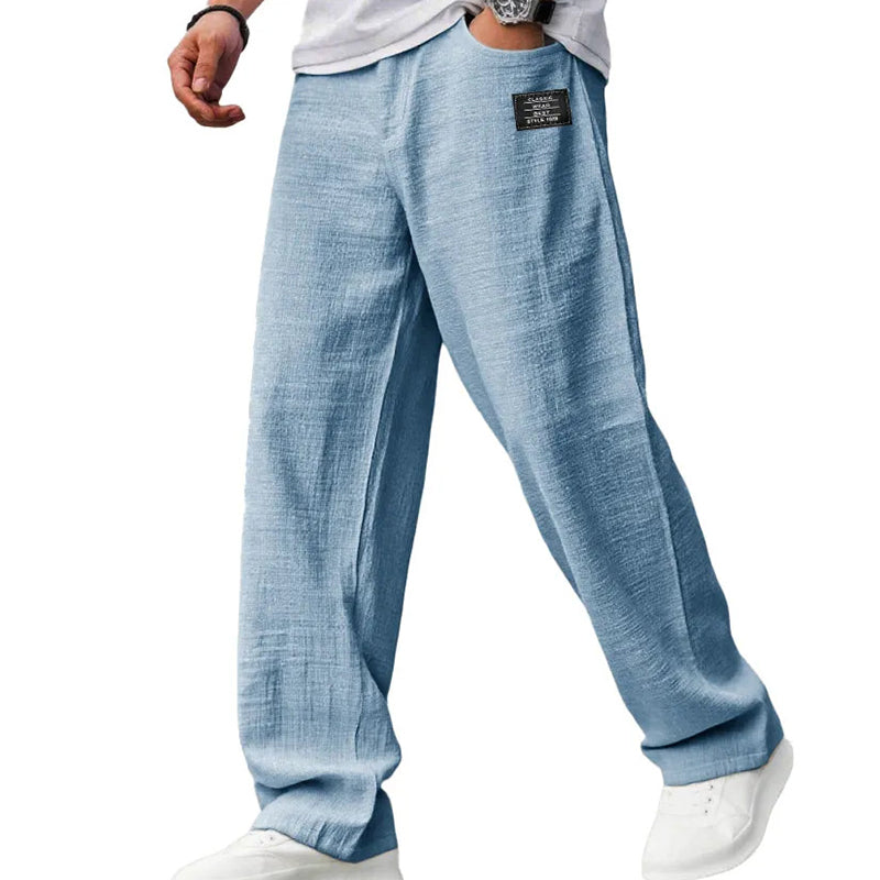Winston | Trousers Light Grey Textured Straight-Leg for Men