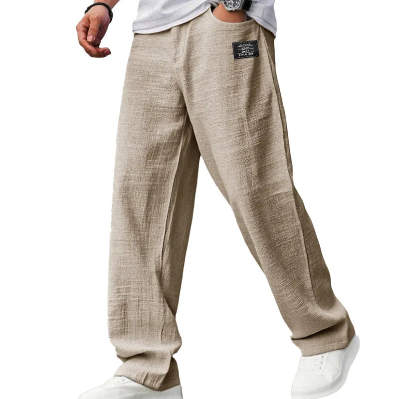 Winston | Trousers Light Grey Textured Straight-Leg for Men