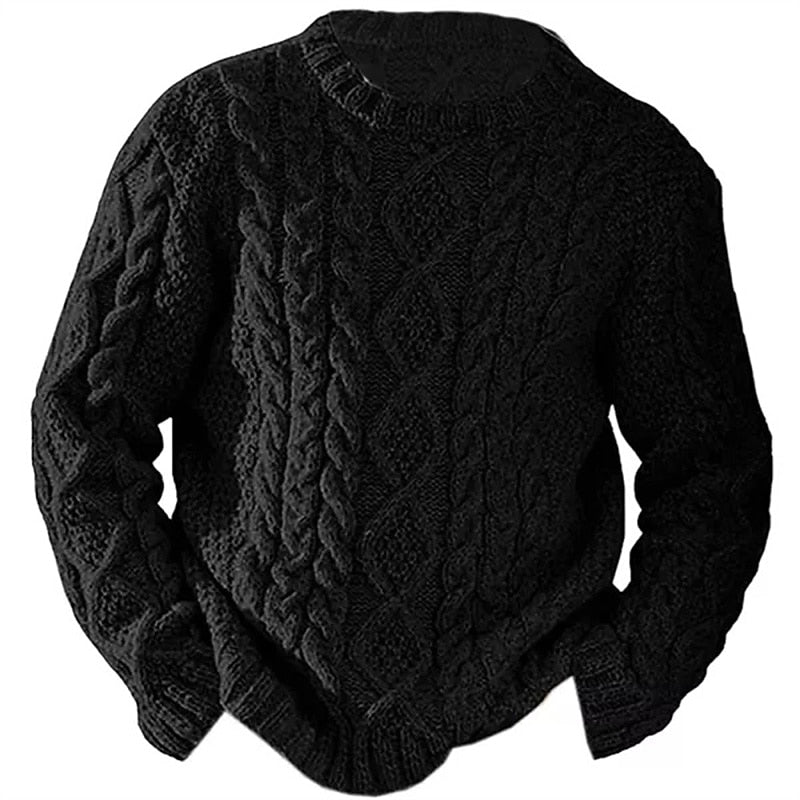 Ambrose | Cable Knit Sweater Cream Crew Neck for Men