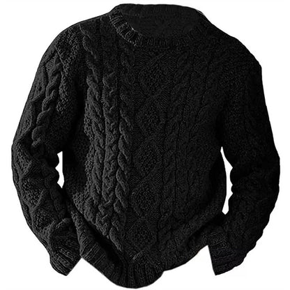 Ambrose | Cable Knit Sweater Cream Crew Neck for Men