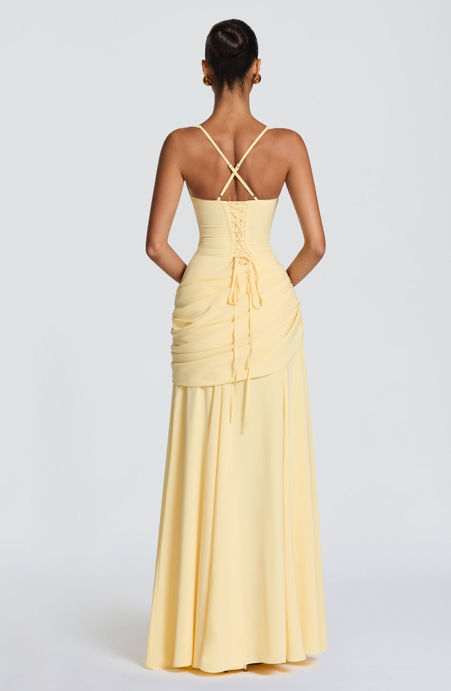 Elspeth | Maxi Dress Butter Yellow Ruched A-Line Sleeveless for Women