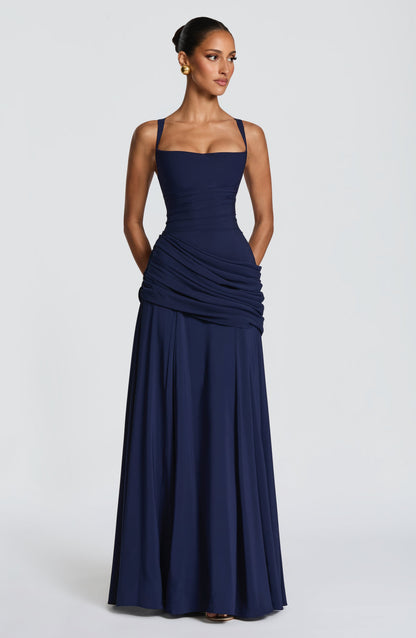 Elspeth | Maxi Dress Butter Yellow Ruched A-Line Sleeveless for Women