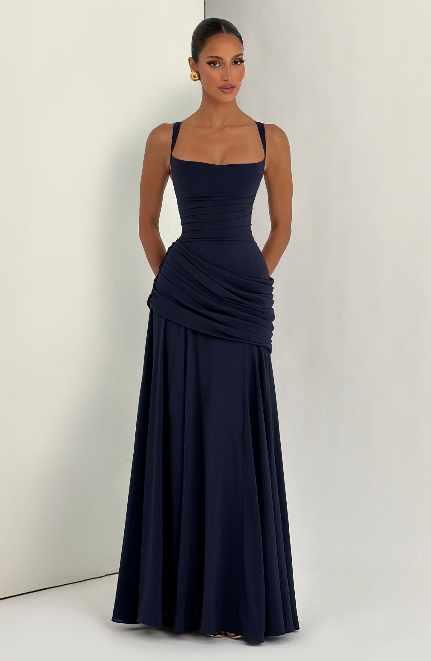 Elspeth | Maxi Dress Butter Yellow Ruched A-Line Sleeveless for Women