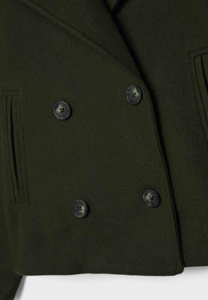 Faye | Cropped Jacket Taupe Wool-Blend Double-Breasted for Women