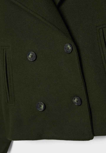Faye | Cropped Jacket Taupe Wool-Blend Double-Breasted for Women