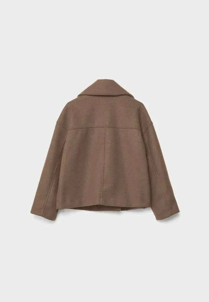 Faye | Cropped Jacket Taupe Wool-Blend Double-Breasted for Women