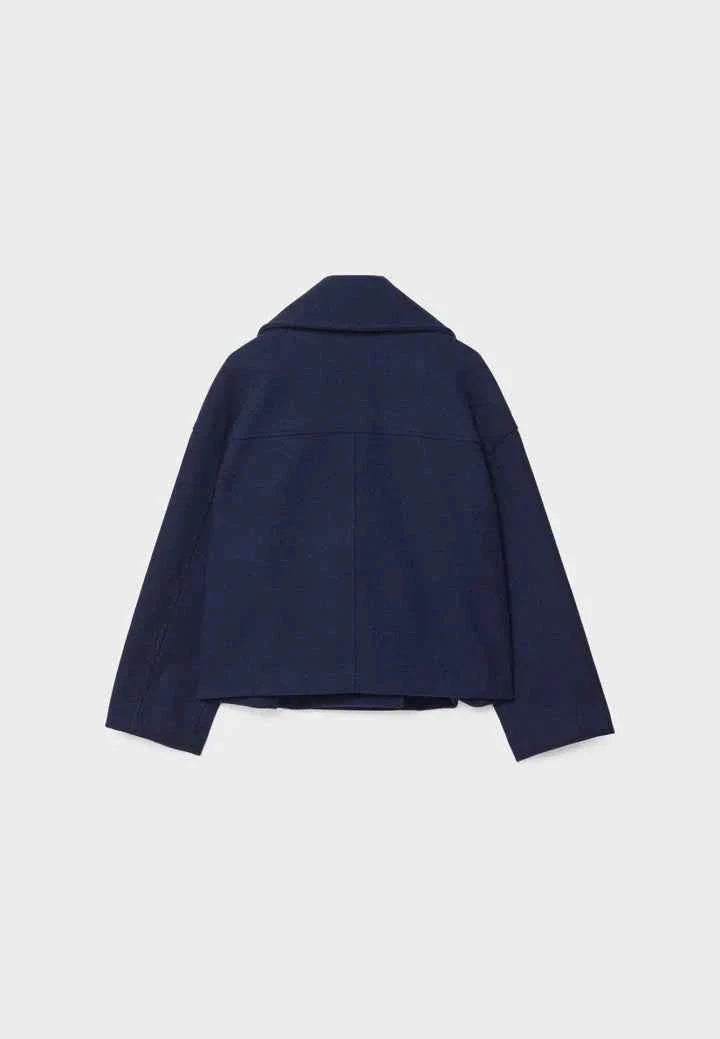 Faye | Cropped Jacket Taupe Wool-Blend Double-Breasted for Women
