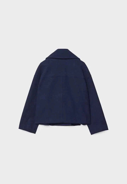 Faye | Cropped Jacket Taupe Wool-Blend Double-Breasted for Women
