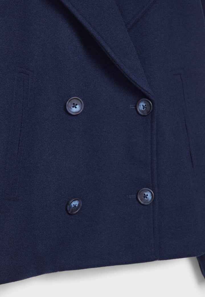 Faye | Cropped Jacket Taupe Wool-Blend Double-Breasted for Women