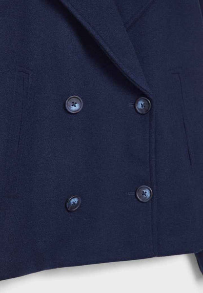 Faye | Cropped Jacket Taupe Wool-Blend Double-Breasted for Women