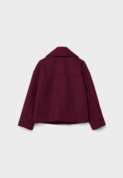Faye | Cropped Jacket Taupe Wool-Blend Double-Breasted for Women