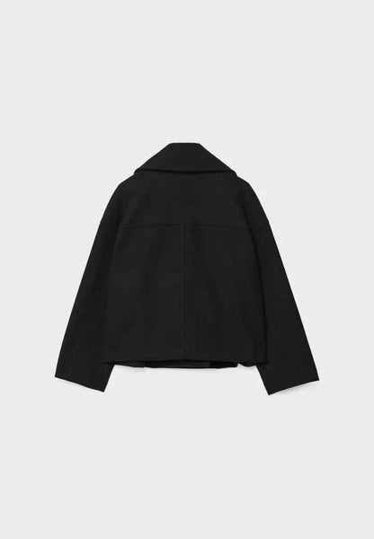 Faye | Cropped Jacket Taupe Wool-Blend Double-Breasted for Women