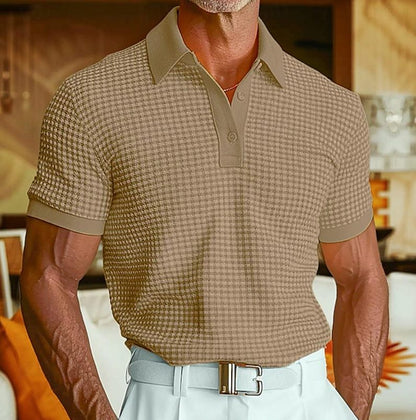 Percival | Polo Shirt Yellow Waffle Knit Short Sleeve for Men