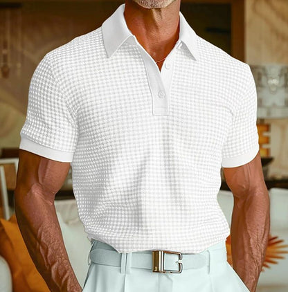 Percival | Polo Shirt Yellow Waffle Knit Short Sleeve for Men
