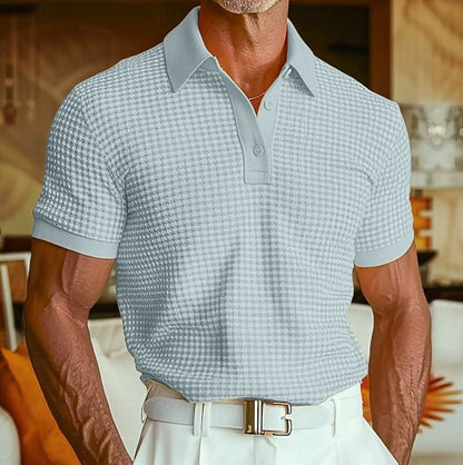 Percival | Polo Shirt Yellow Waffle Knit Short Sleeve for Men