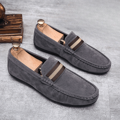 Tristram | Loafers Sage Green Suede Buckle Slip-On for Men