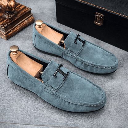 Tristram | Loafers Sage Green Suede Buckle Slip-On for Men