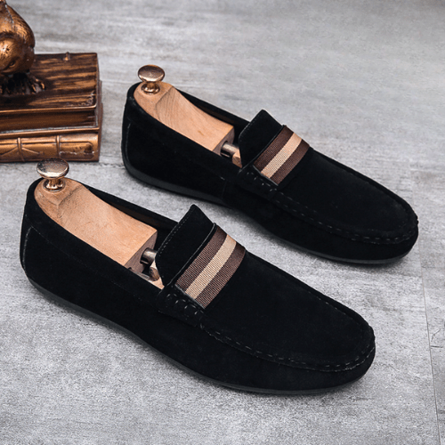 Tristram | Loafers Sage Green Suede Buckle Slip-On for Men