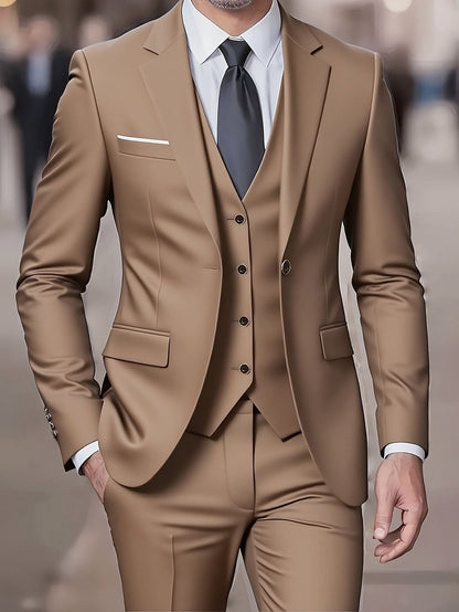 Cornelius | Three-Piece Suit Camel Slim Fit Double-Breasted for Men