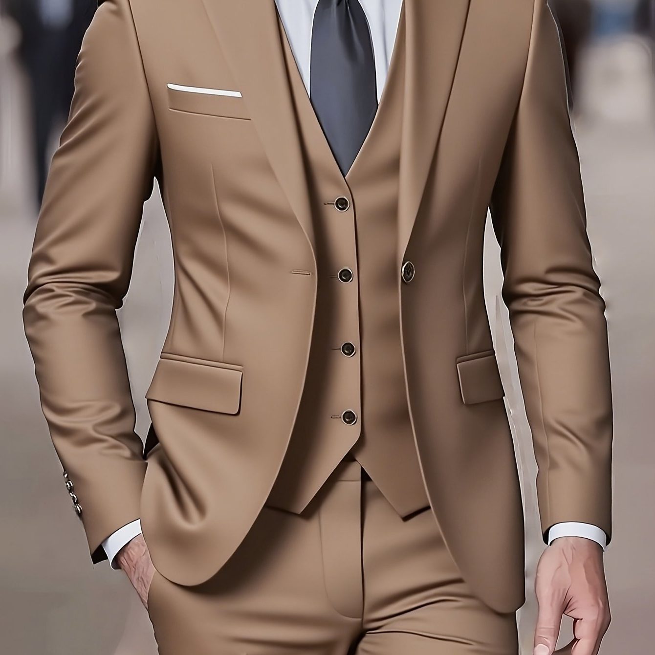 Cornelius | Three-Piece Suit Camel Slim Fit Double-Breasted for Men