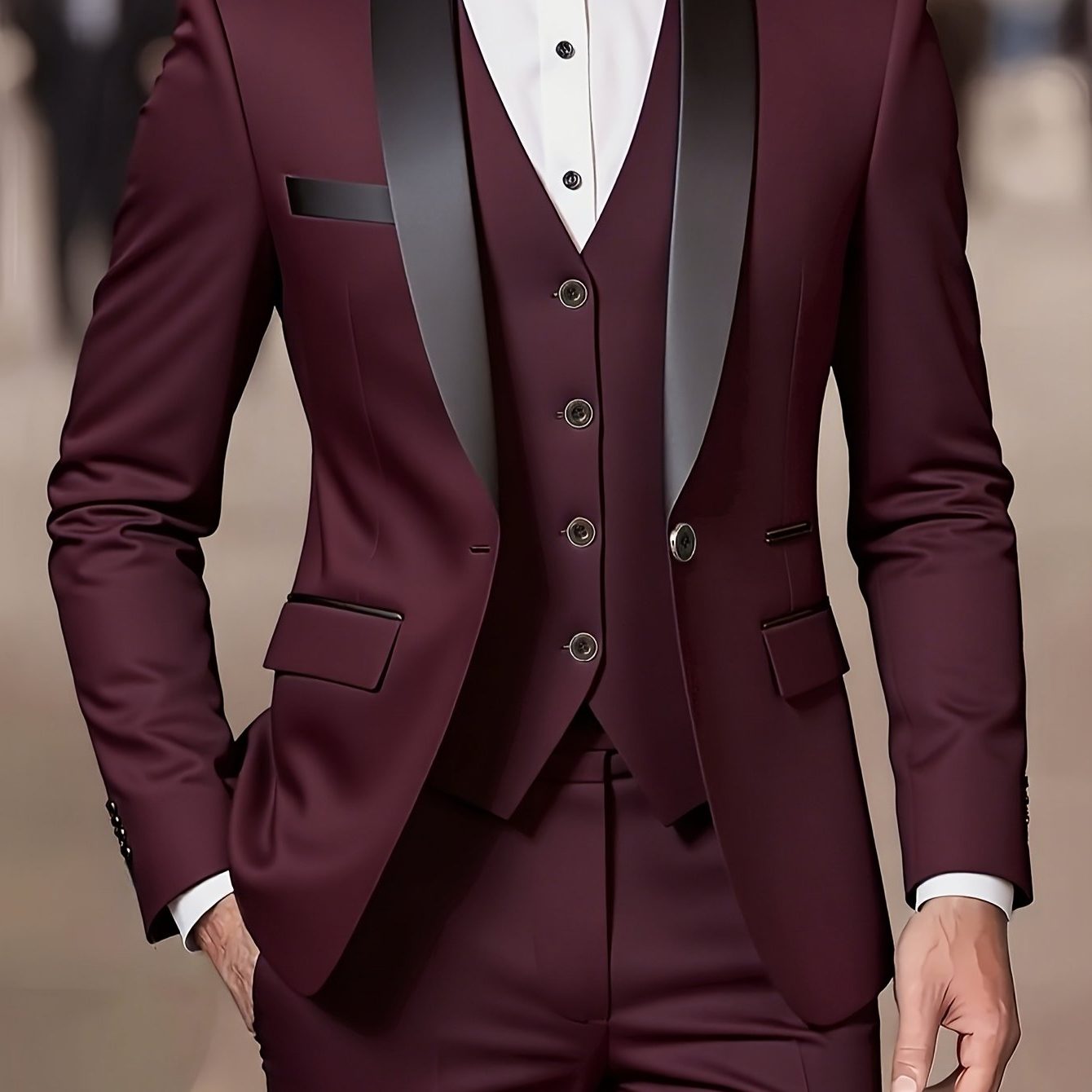Cornelius | Three-Piece Suit Camel Slim Fit Double-Breasted for Men
