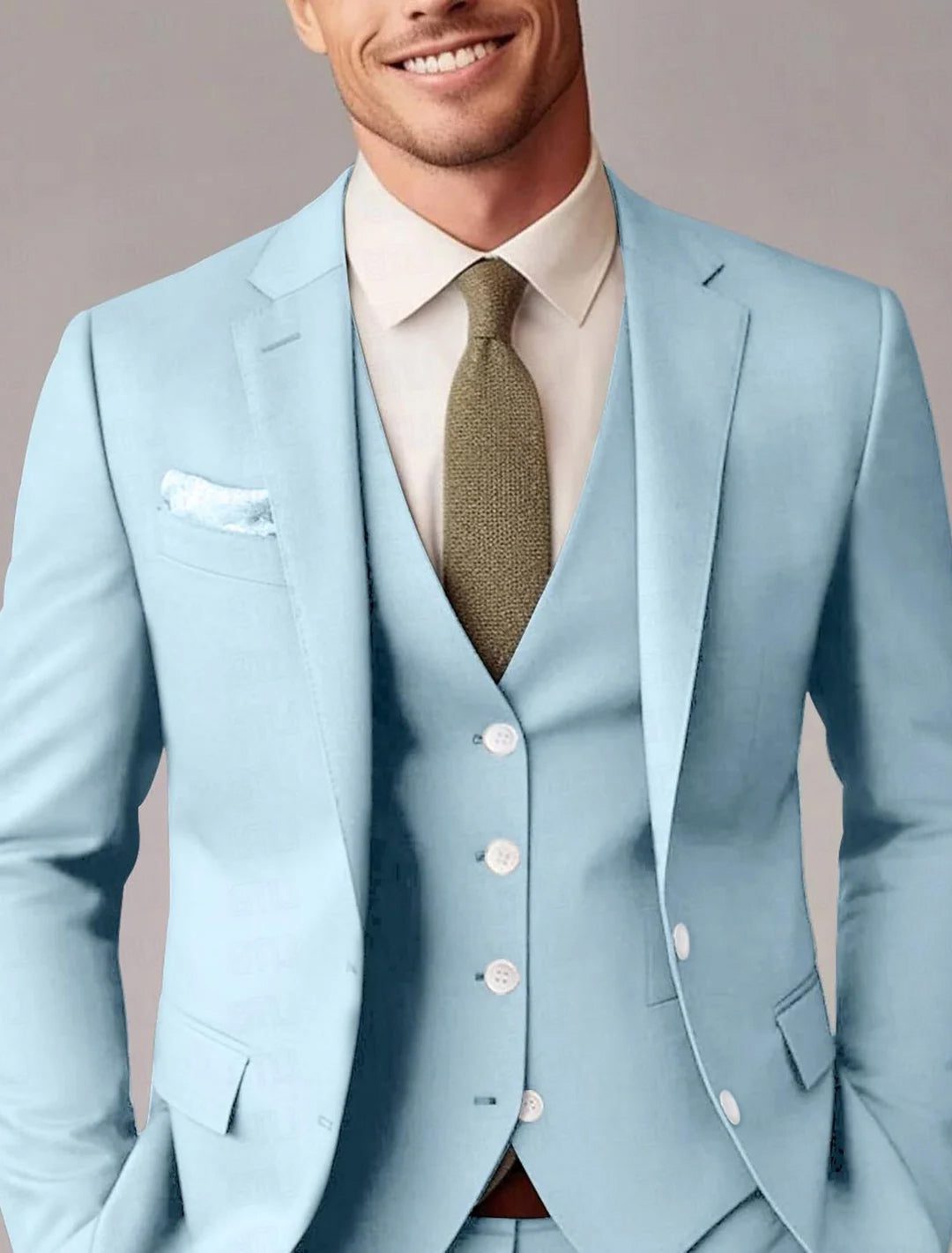 Auberon | Suit Black Wool-Blend Three-Piece Tailored Fit for Men