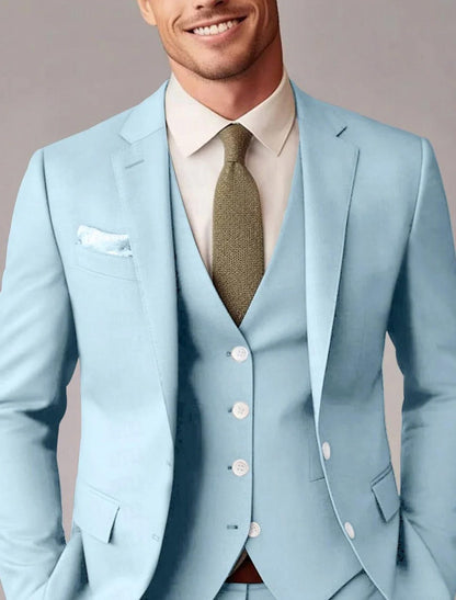 Auberon | Suit Black Wool-Blend Three-Piece Tailored Fit for Men