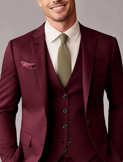Auberon | Suit Black Wool-Blend Three-Piece Tailored Fit for Men
