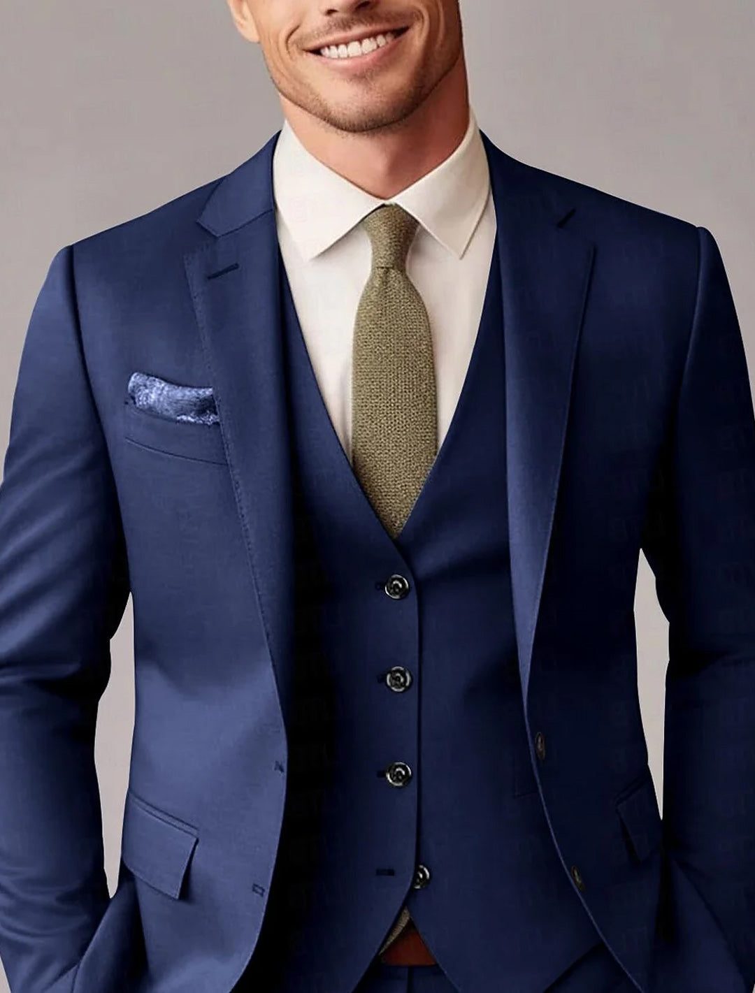 Auberon | Suit Black Wool-Blend Three-Piece Tailored Fit for Men