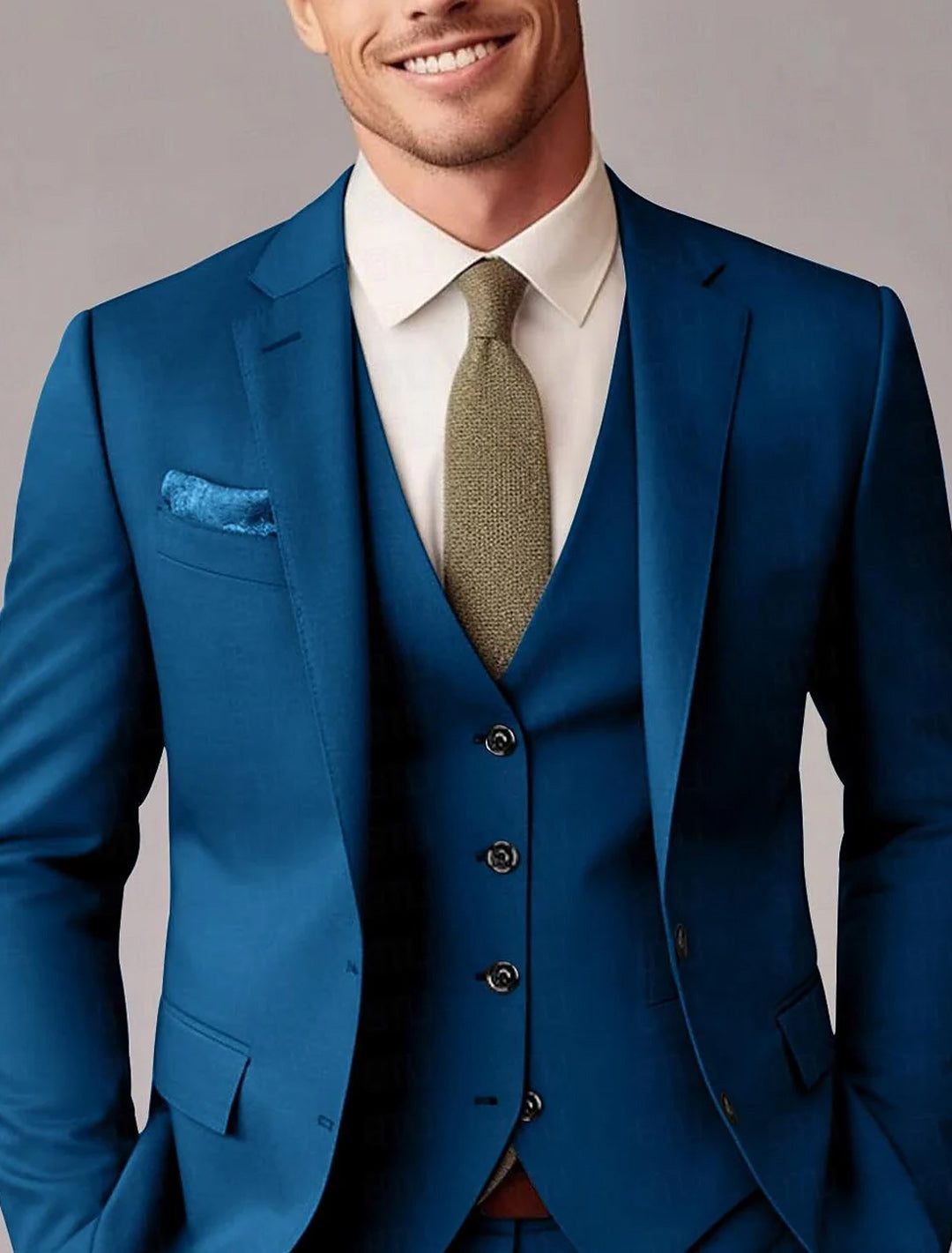 Auberon | Suit Black Wool-Blend Three-Piece Tailored Fit for Men