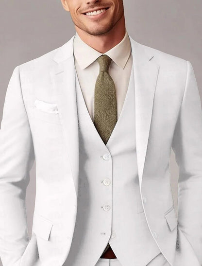 Auberon | Suit Black Wool-Blend Three-Piece Tailored Fit for Men