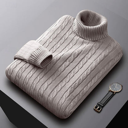 Basil | Cable Knit Sweater Grey Turtleneck for Men