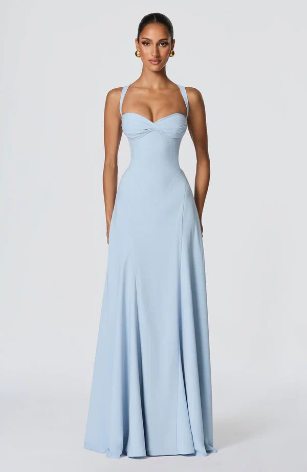 Phoebe | Maxi Dress Butter Yellow Chiffon Sweetheart Neckline for Women